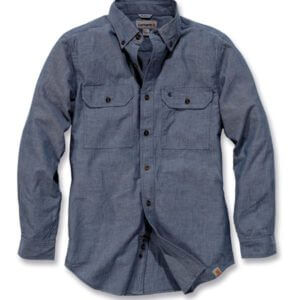 RELAXED FIT MIDWEIGHT CHAMBRAY LONG-SLEEVE SHIRT blau